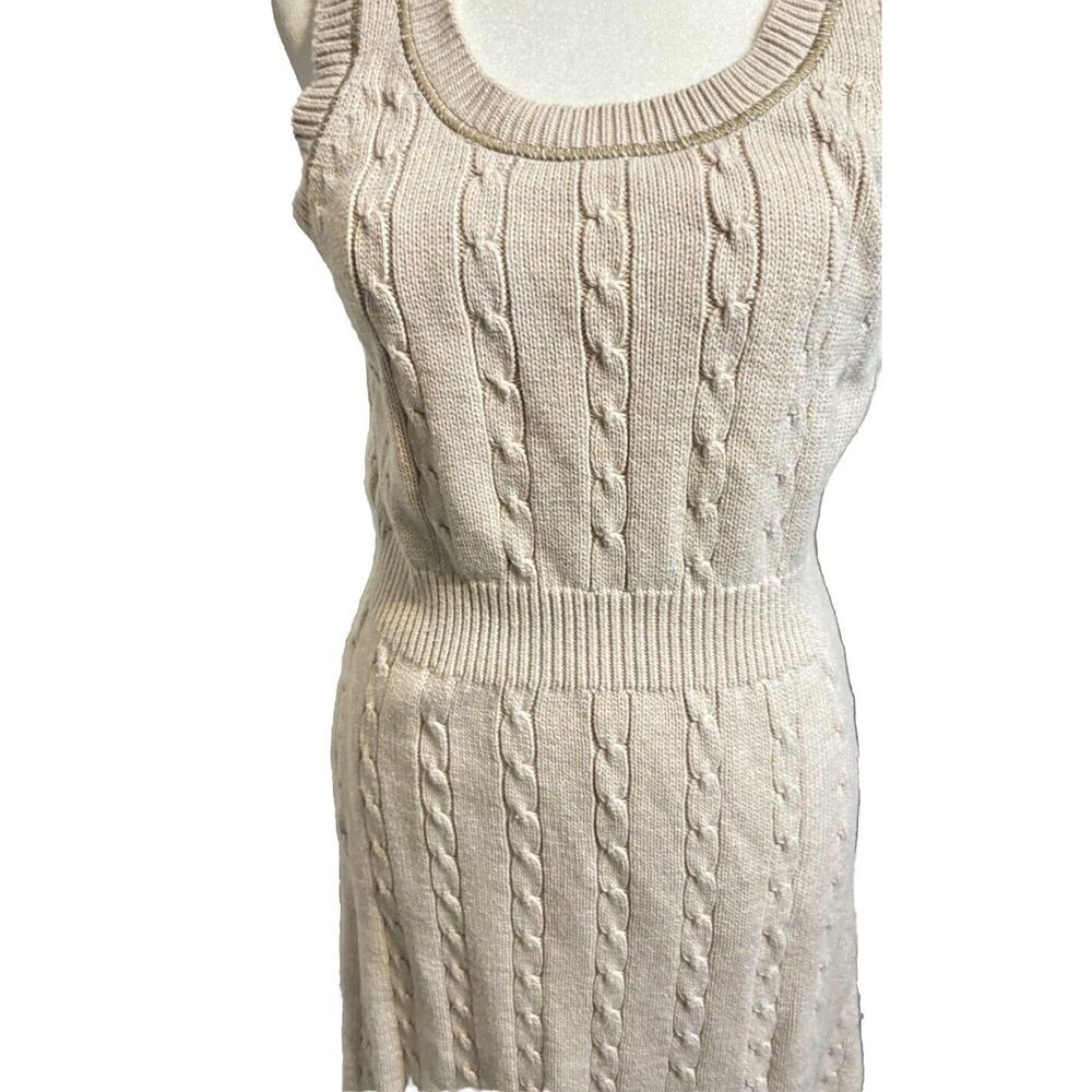 Athleta Womans Medium Cable Knit Sweater Dress Classic Retro Casual Academia - Picture 3 of 10